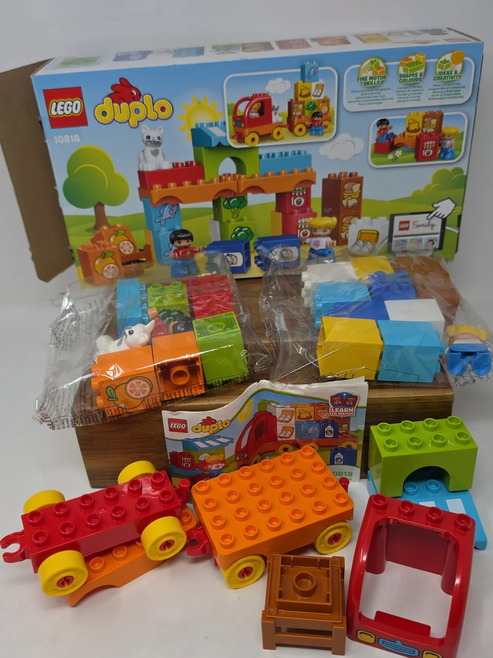 Lego Duplo Red and Yellow Toy Delivery Truck with Blue Blocks